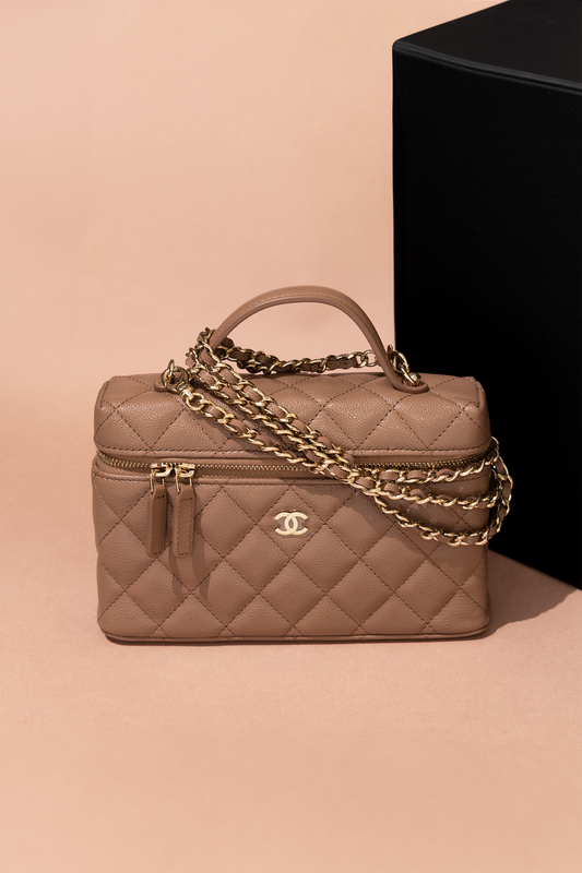 Chanel Vanity Case with Chain in Mocha