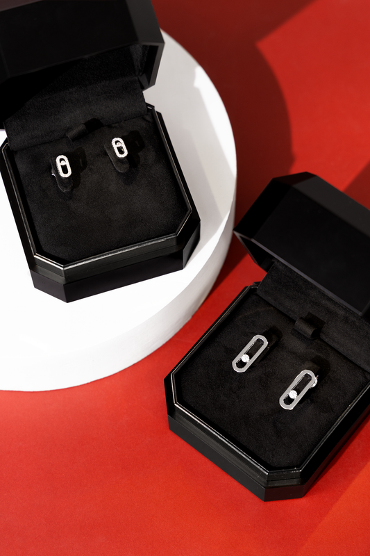 Messika Move Uno Pavé White Gold Diamond & White Gold Full Diamond Stud Earrings