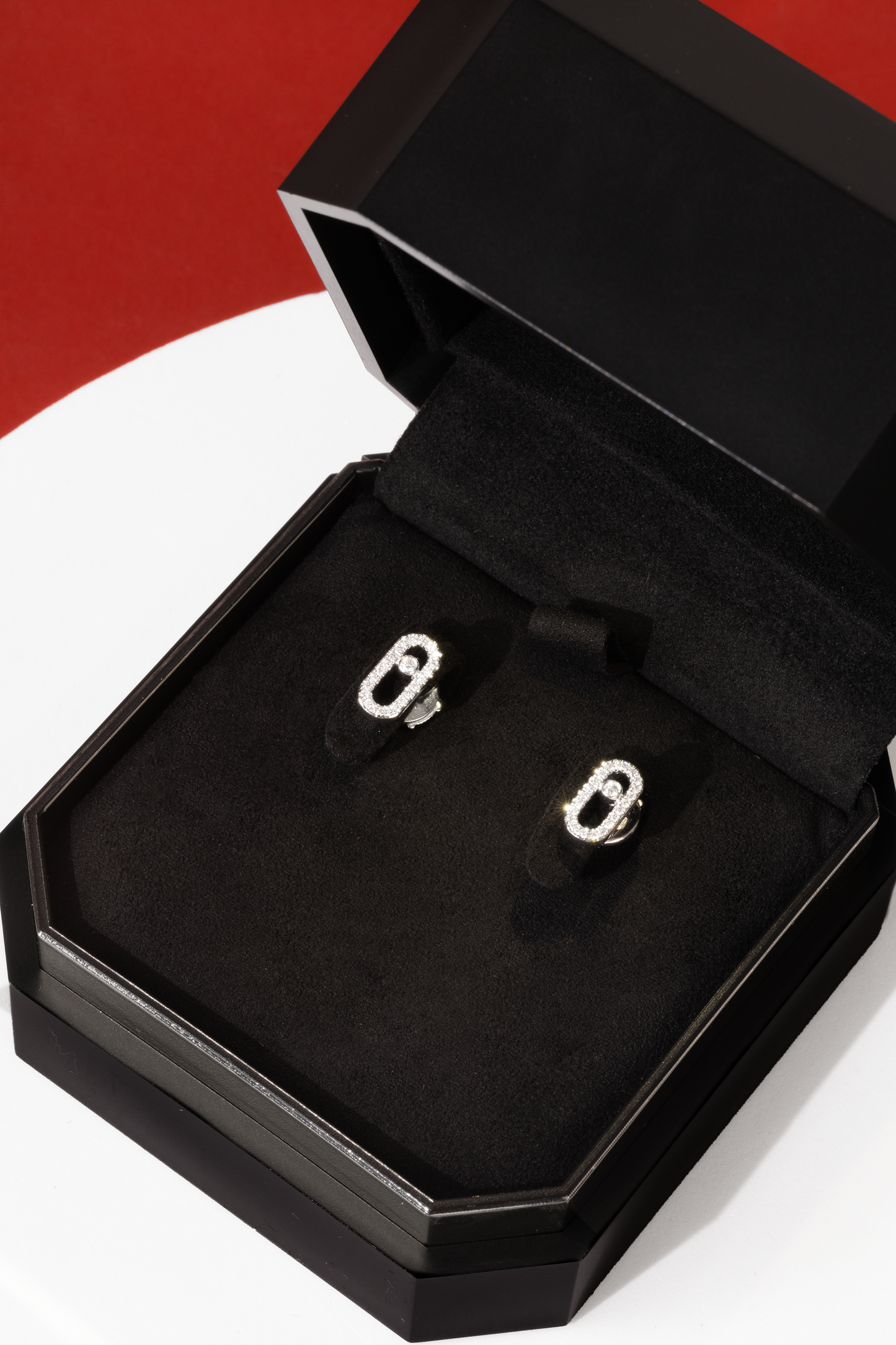 Messika Move Uno Pavé White Gold Diamond & White Gold Full Diamond Stud Earrings