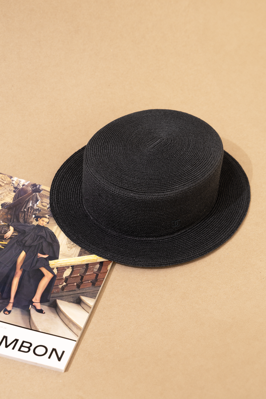 Chanel Black Boater Hat