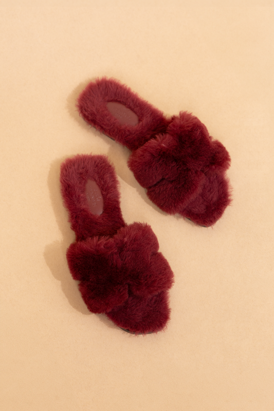 Hermès Shearling Orans in Rouge H