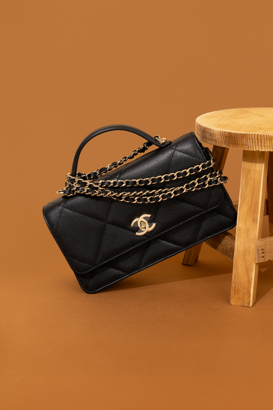 Chanel Black Caviar Wallet with Chain