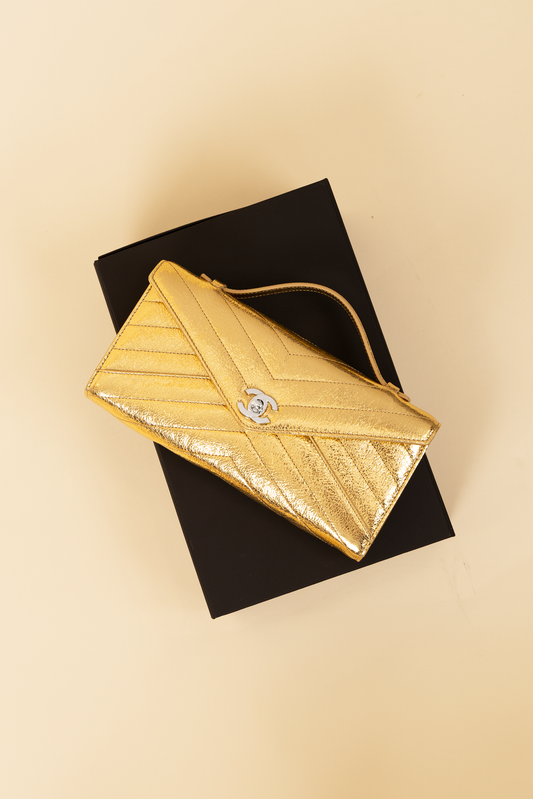 Chanel Gold Metallic Clutch