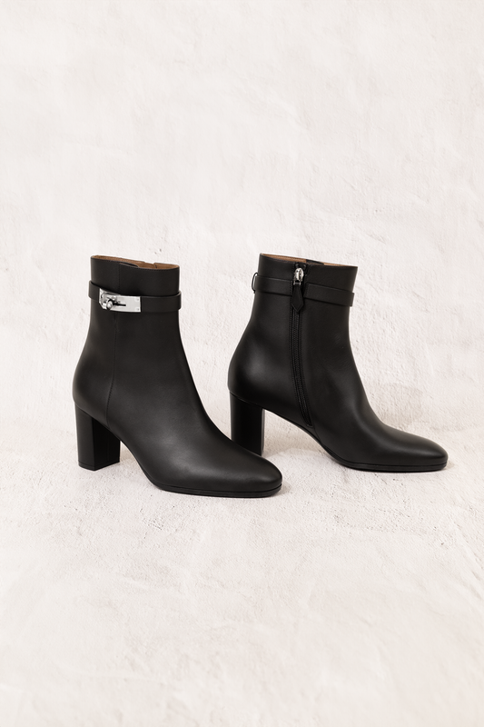 Hermès Saint Germain Black Ankle Boots PHW
