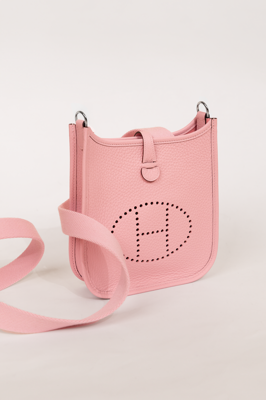Hermès Mini Evelyne Clemence in Mauve Sylvestre PHW