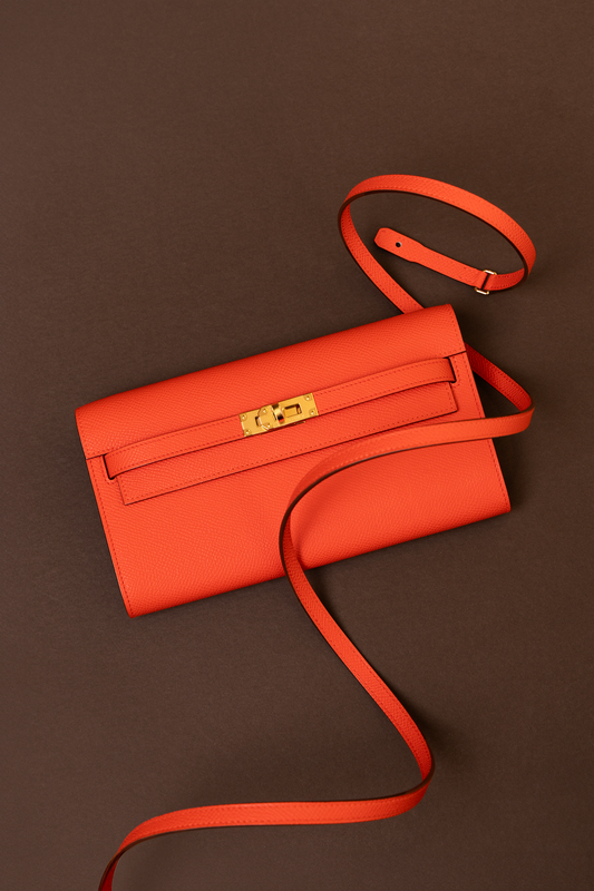 Hermès Kelly Wallet To Go Epsom in Capucine GHW