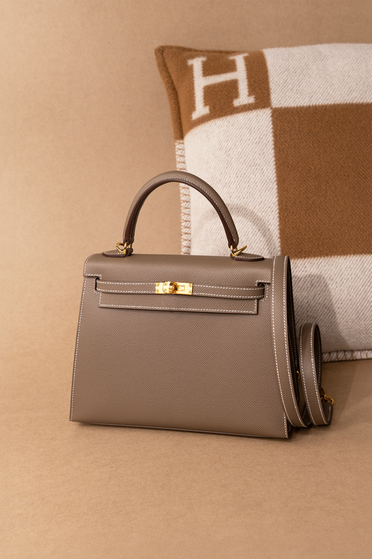 Hermès Kelly 25 Epsom Etoupe GHW