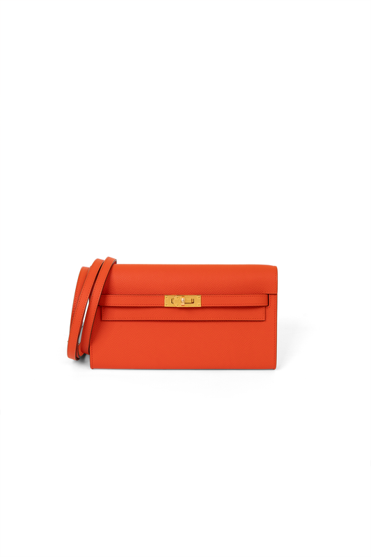 Hermès Kelly Wallet To Go Epsom in Capucine GHW