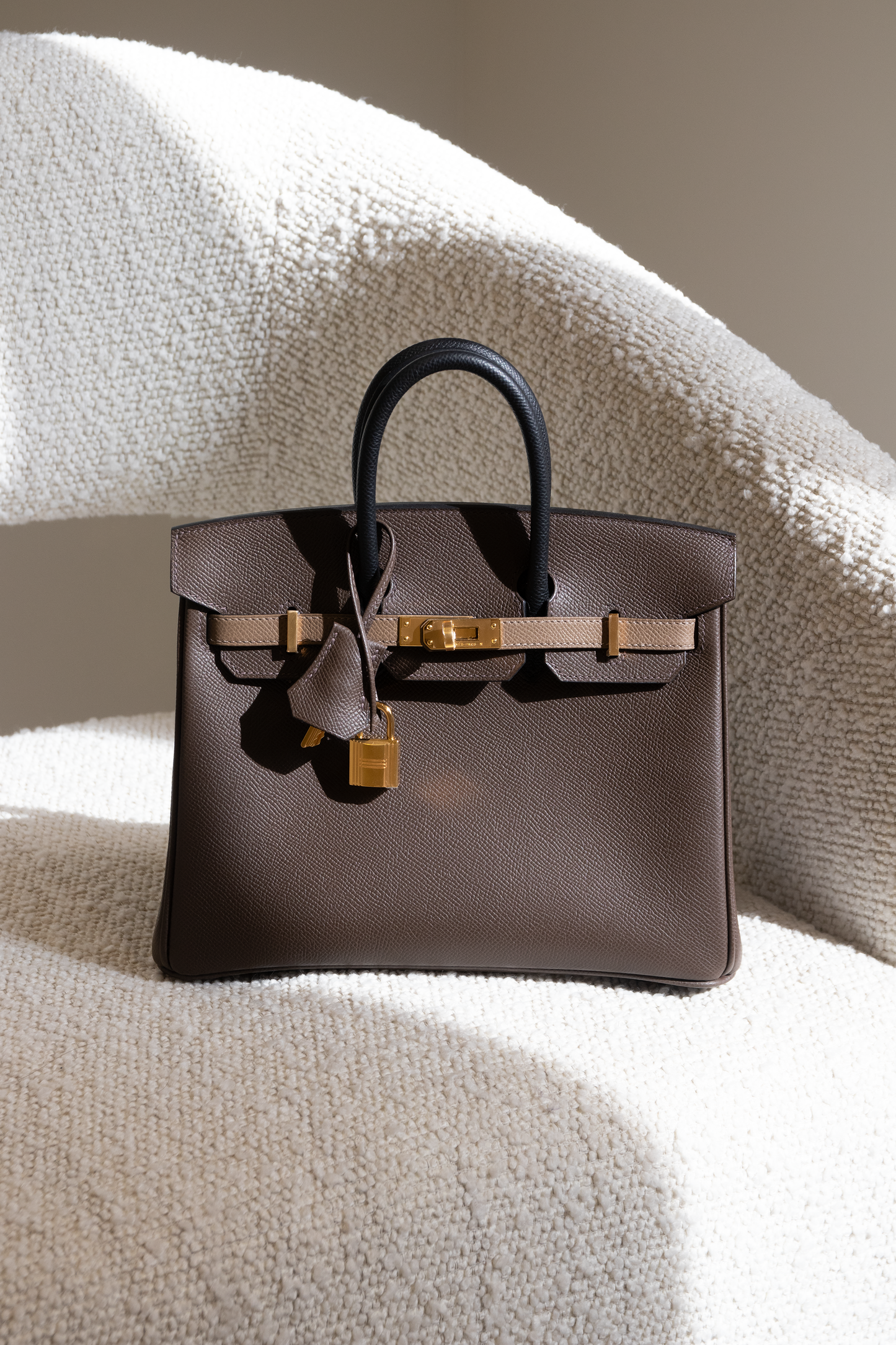 Hermès Birkin 25 Epsom in Ecorce/Etoupe/Black GHW