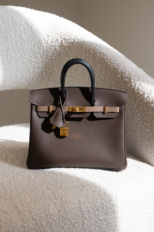 Hermès Birkin 25 Epsom in Ecorce/Etoupe/Black GHW