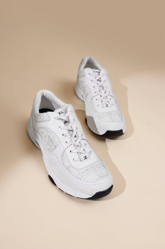 Chanel White CC Sneakers