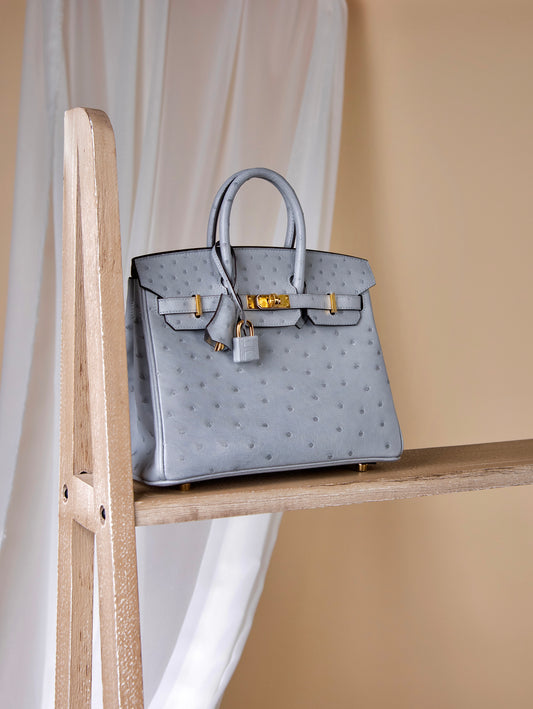Hermès Birkin 25 Ostrich Blue Glacier GHW