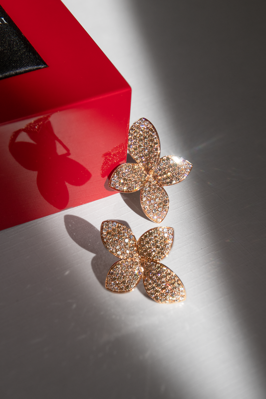 Pasquale Bruni Giardini Segreti Rose Gold Diamond Flower Stud Earrings