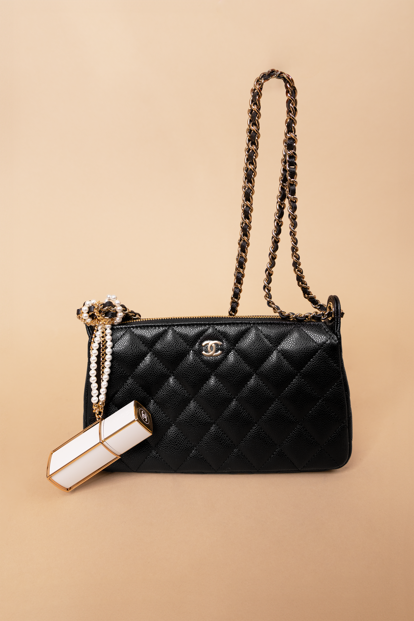 Chanel Black Caviar Clutch with Chain