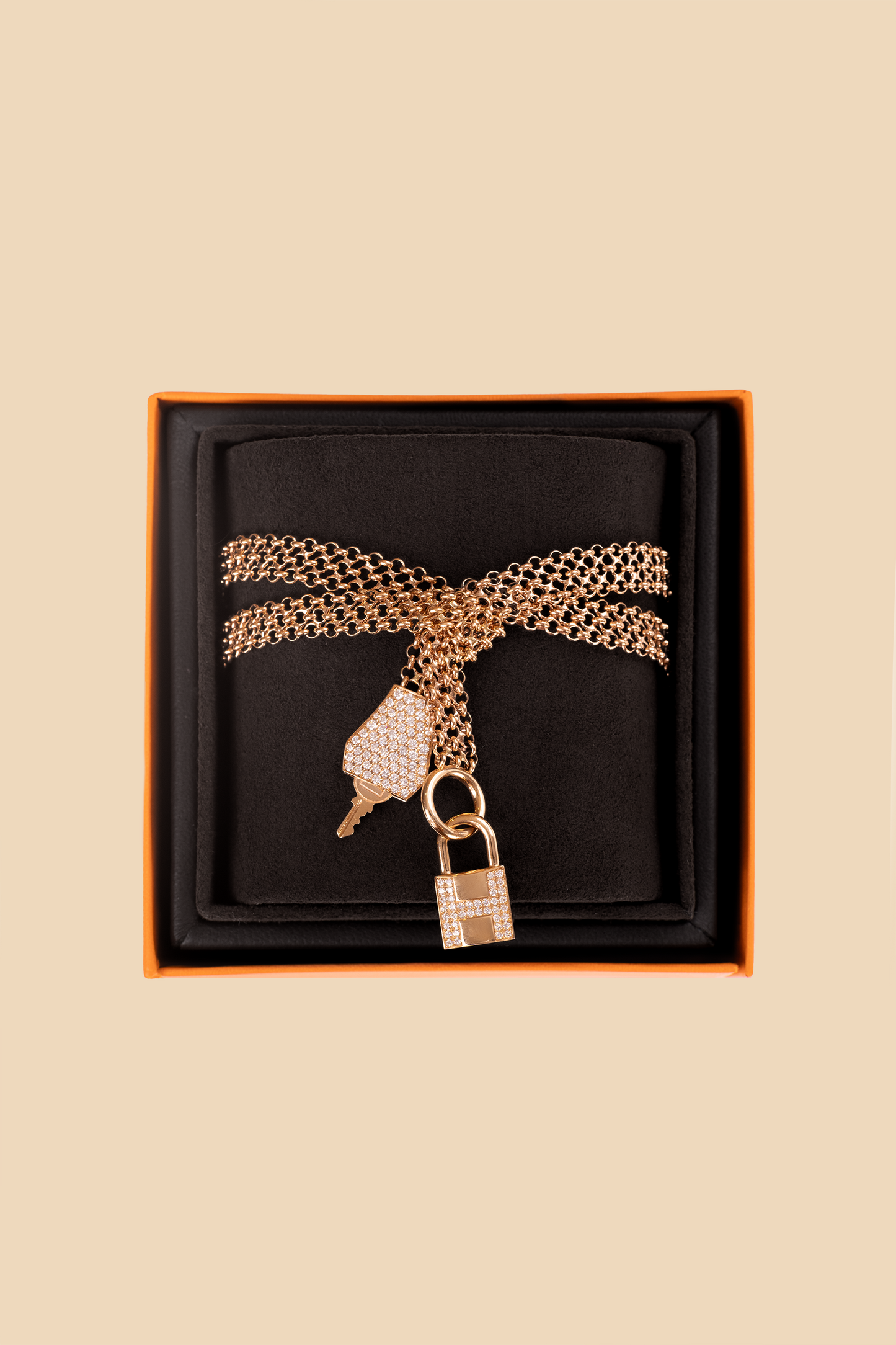 Hermès Kelly Clochette Rose Gold Diamond Bracelet