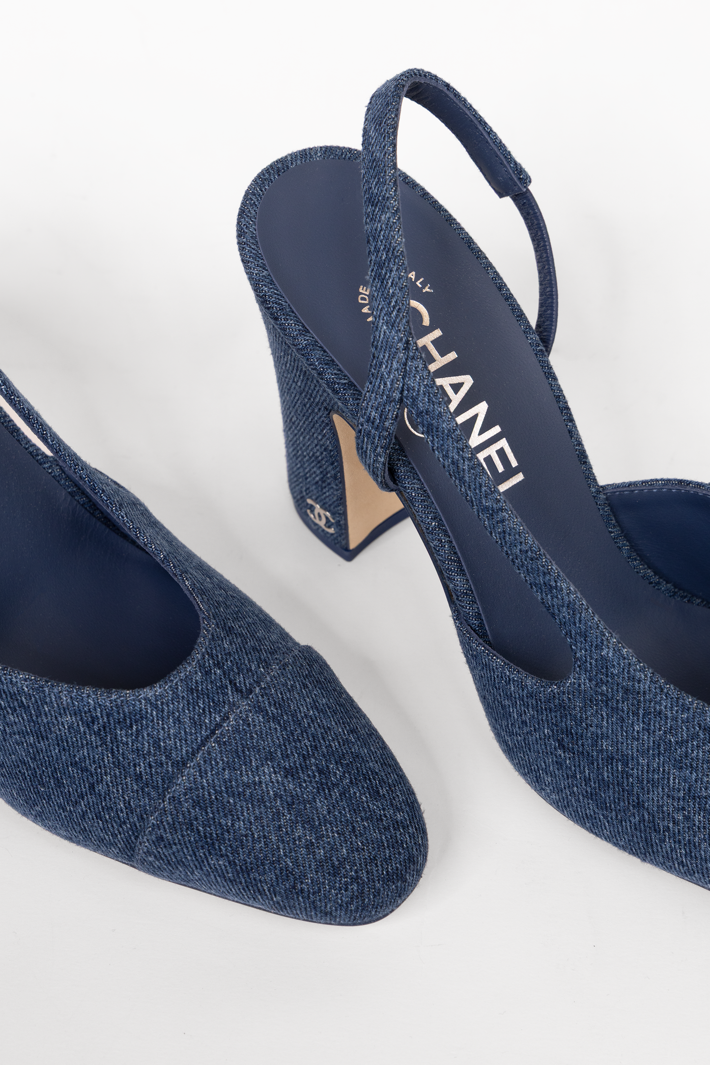 Chanel Slingbacks in Blue Denim