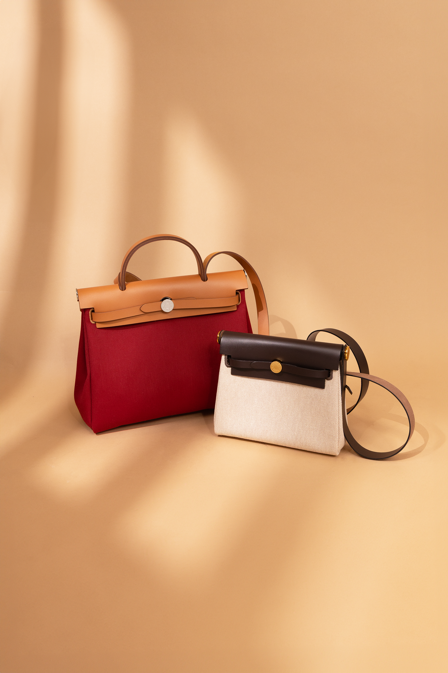 Hermès Herbag 31 in Fauve/Rouge Grenat & Mini Herbag in Ebene/Ecru