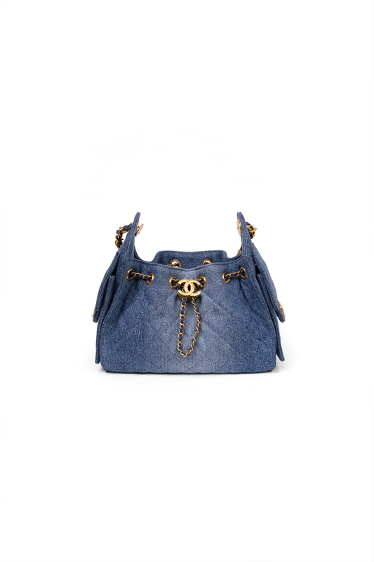 Chanel Mini Hobo 25 Blue Denim Gold Hardware