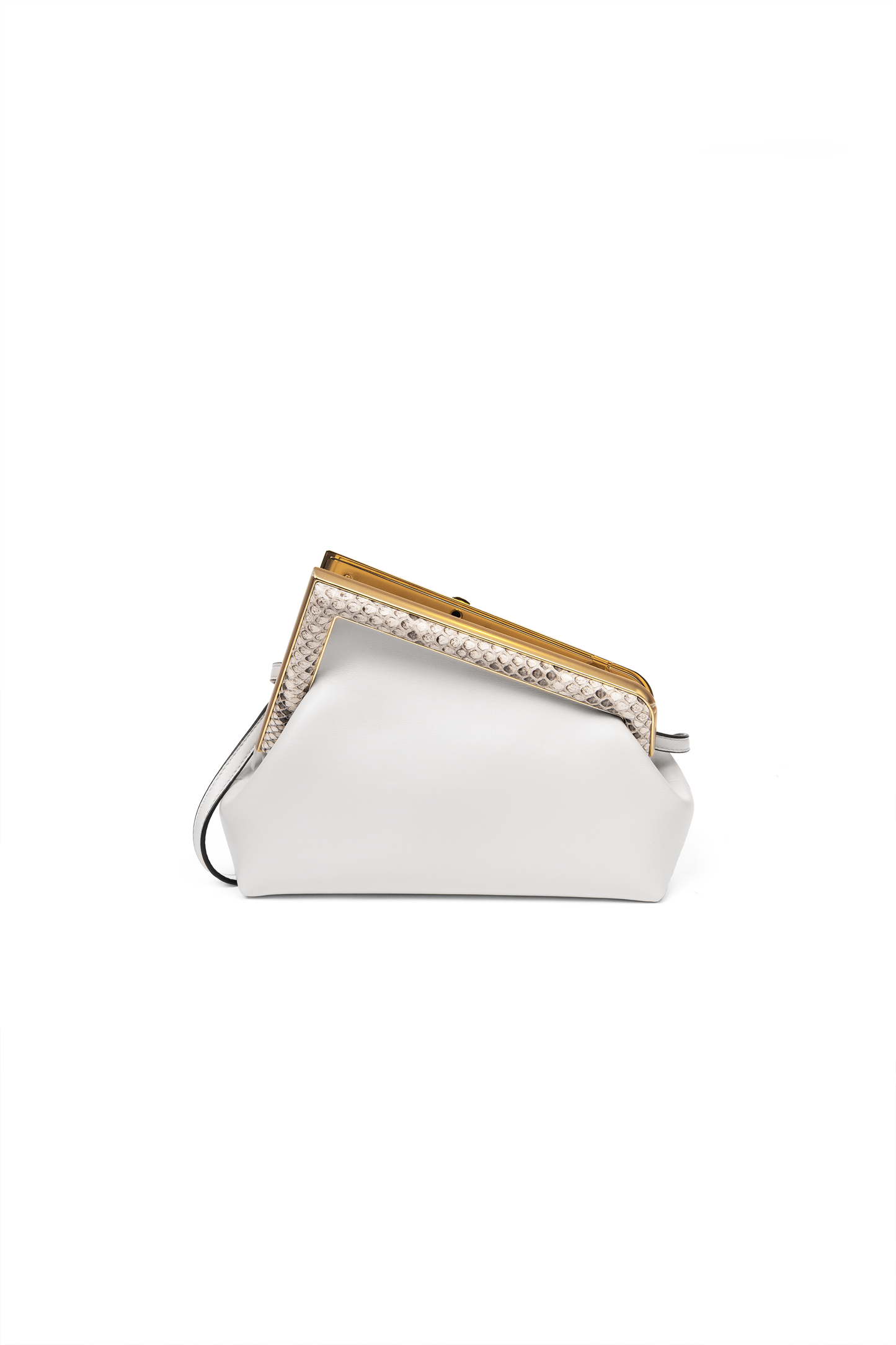 Fendi First Small White Leather Bag with Python Trim