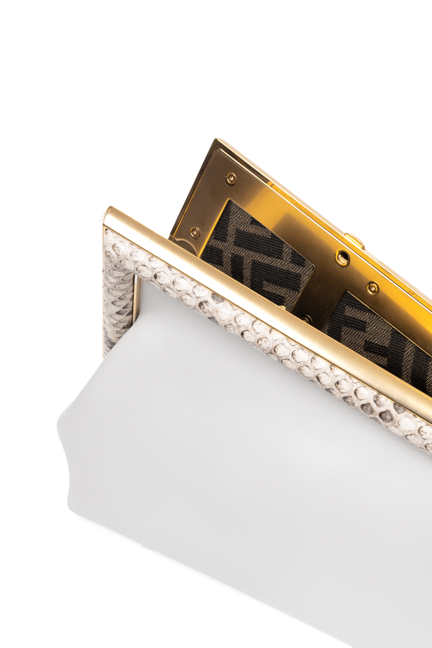 Fendi First Small White Leather Bag with Python Trim