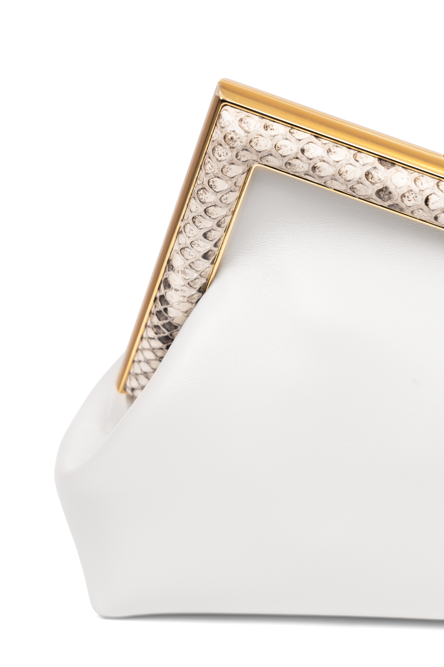 Fendi First Small White Leather Bag with Python Trim