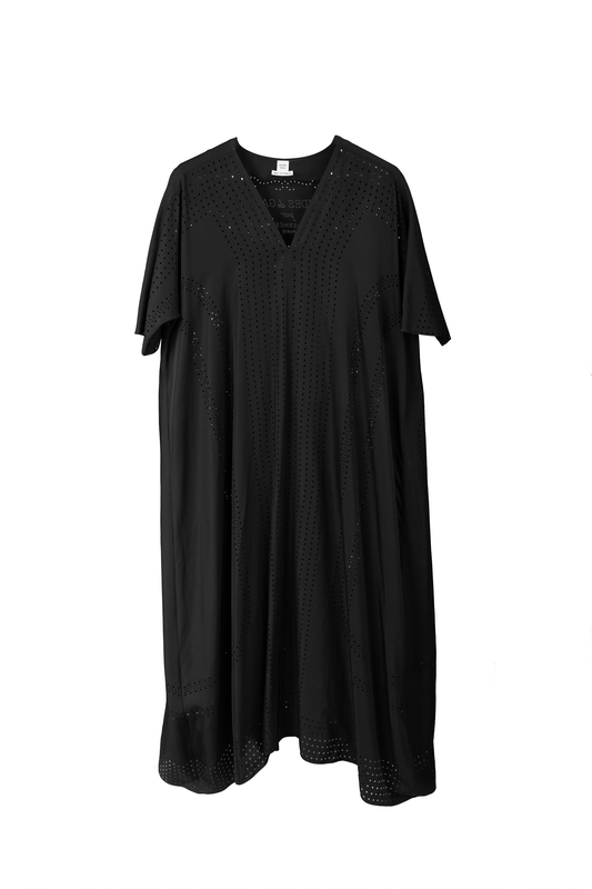 Hermes Black Silk Caftan Perforated Brides de Gala