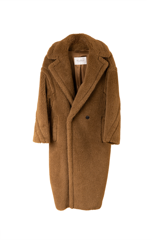 Max Mara Double-Breasted Camel Hair Blend Teddy Coat