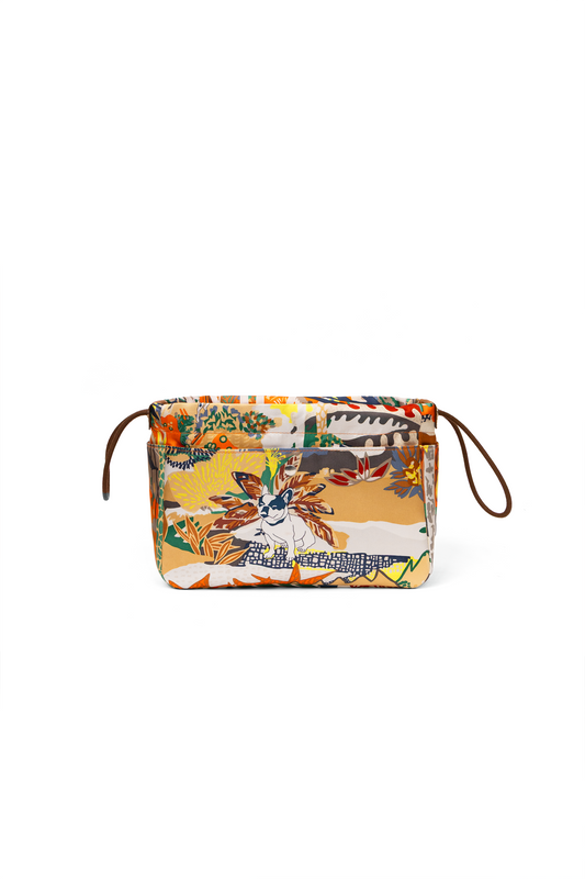 Hermès Fourbi 25cm Pouch En Liberte Multicolor Printed Silk Bag Insert