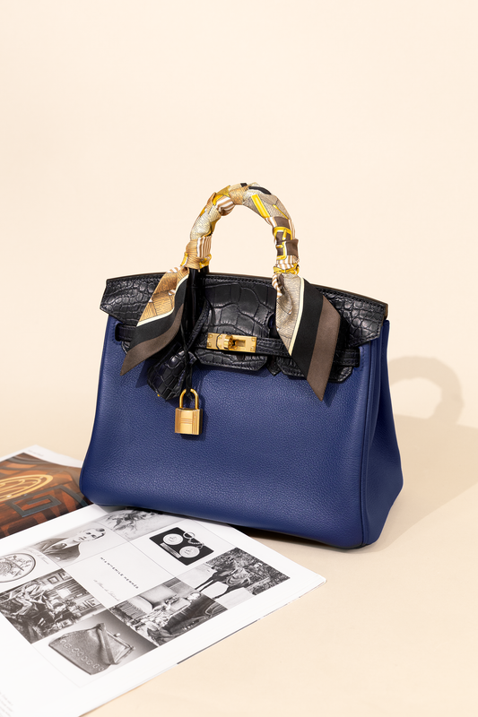 Hermès Birkin 25 Touch Matte Alligator in Blue Indigo/Blue Sapphire GHW