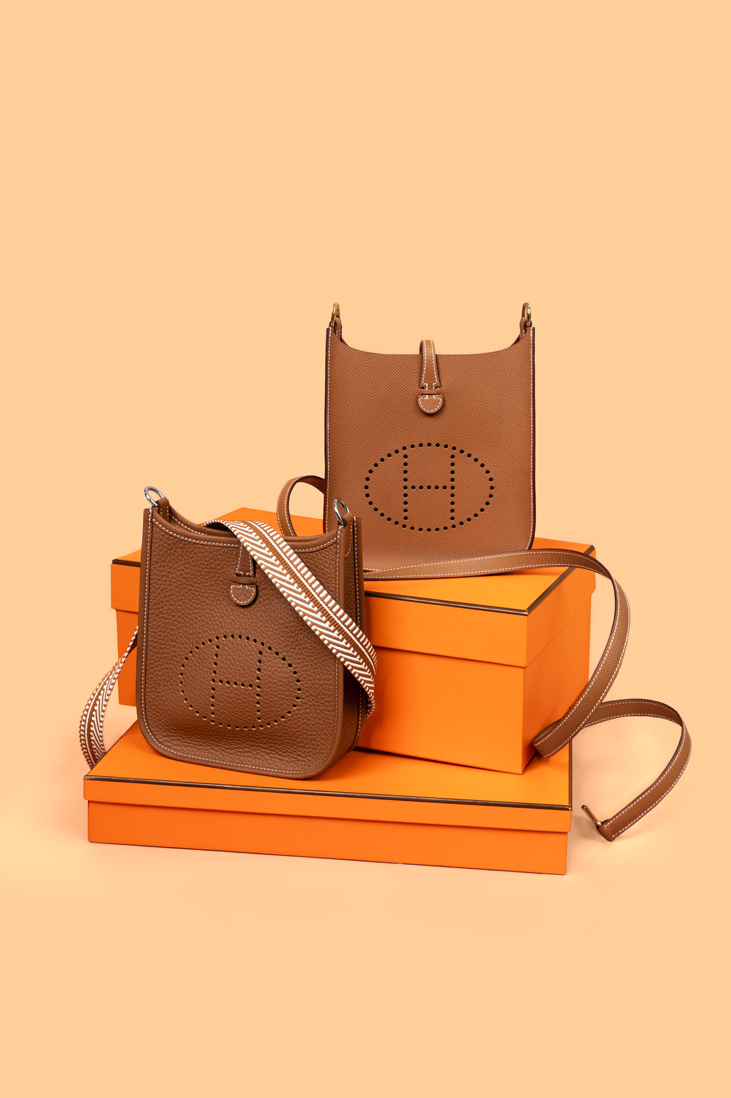 Hermès Mini Evelyne Gold in Epsom & Clemence Leather