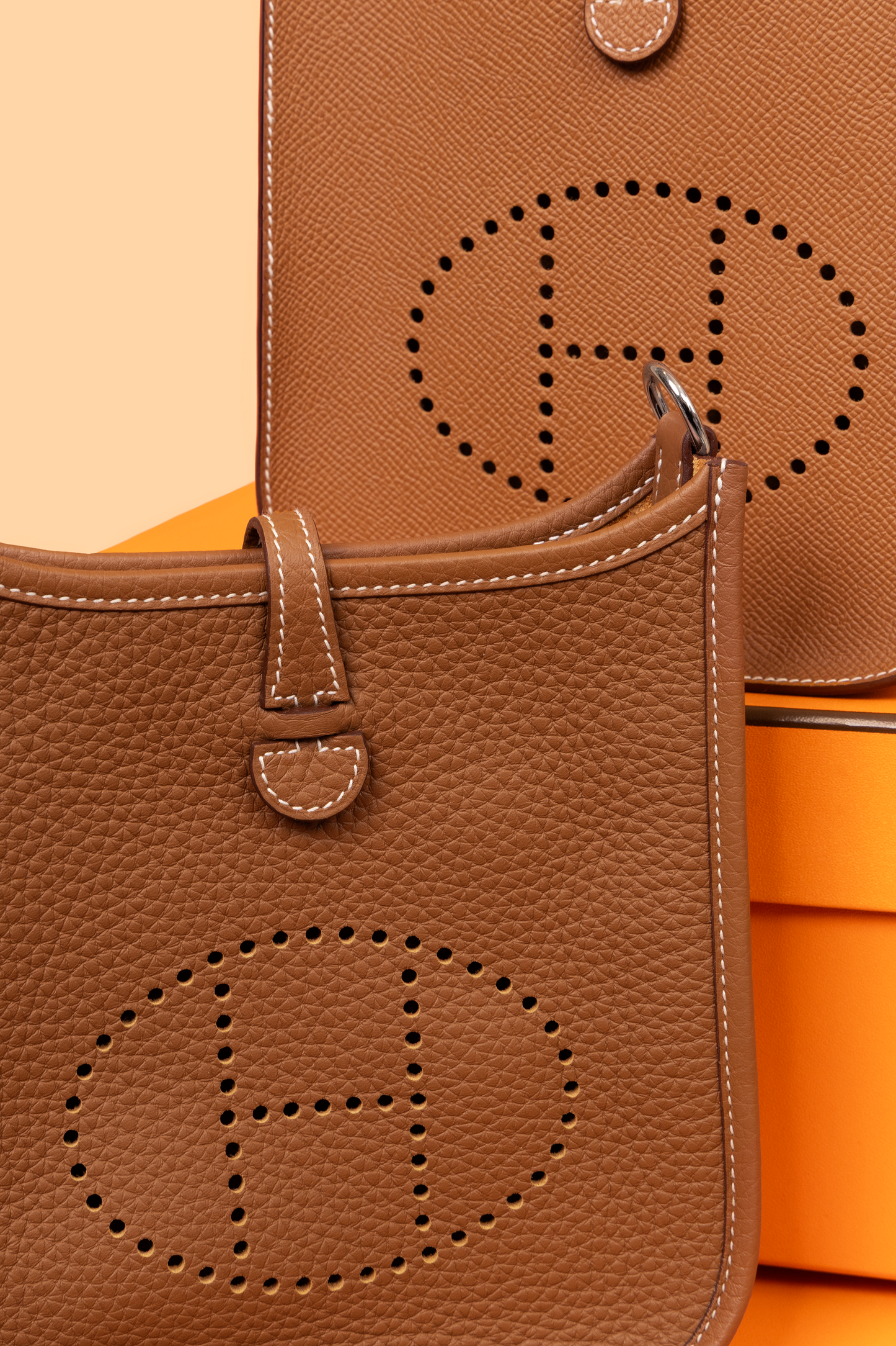 Hermès Mini Evelyne Gold in Epsom & Clemence Leather