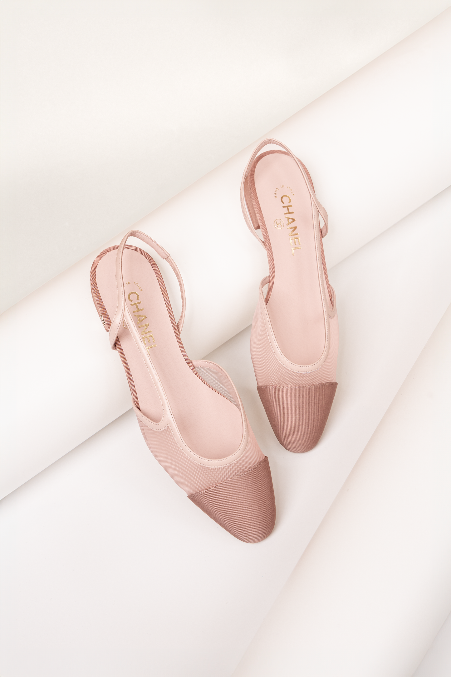 Chanel Mesh Flat Slingbacks in Rose Clair