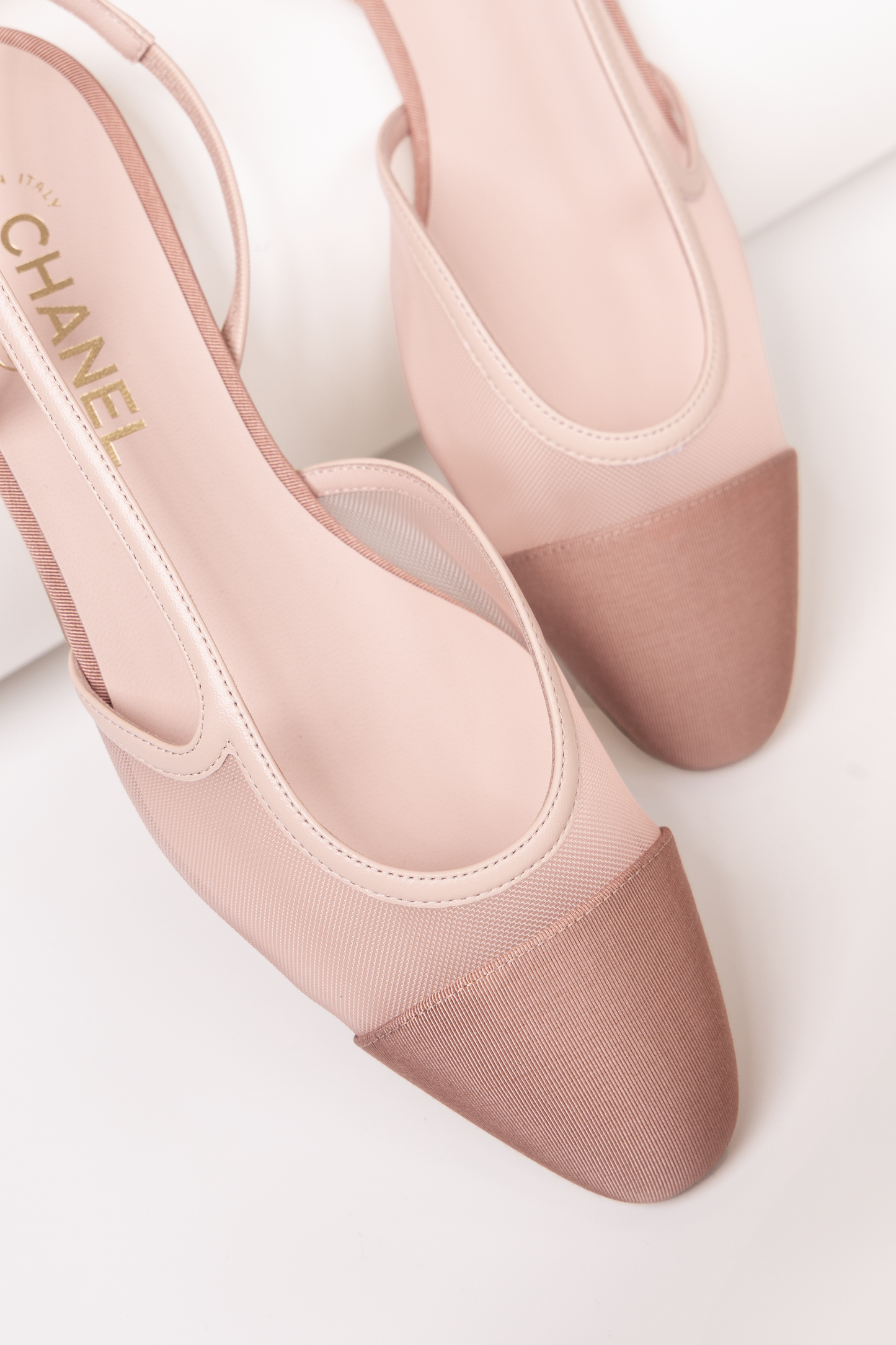 Chanel Mesh Flat Slingbacks in Rose Clair