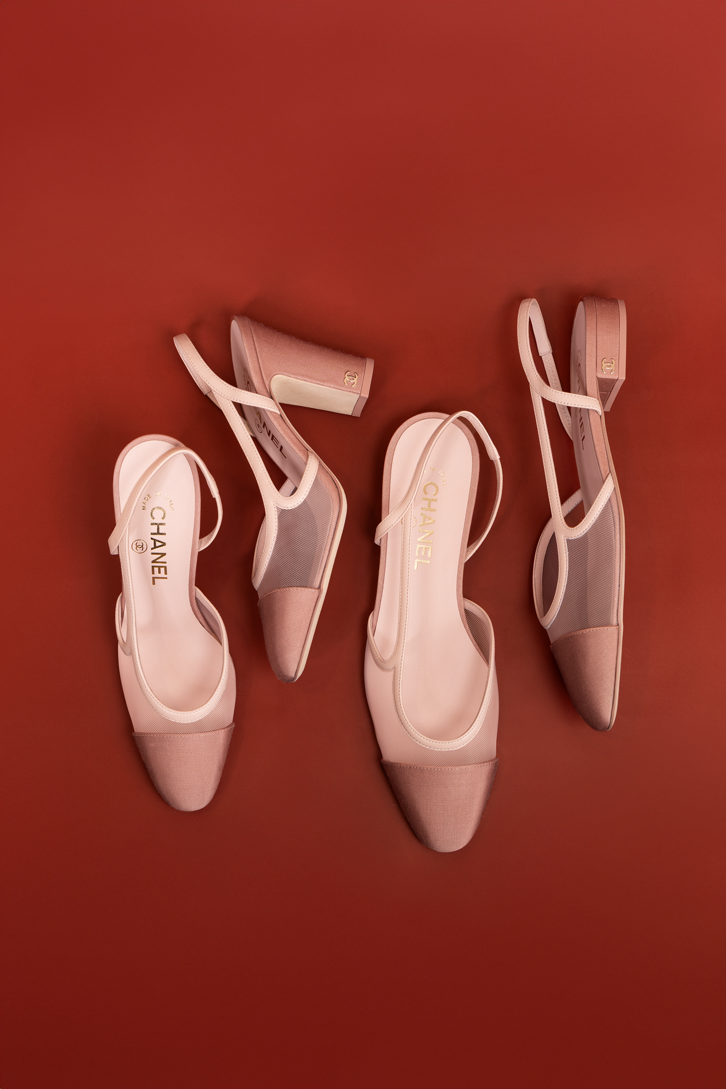 Chanel Mesh Heeled & Flat Slingbacks in Rose Clair