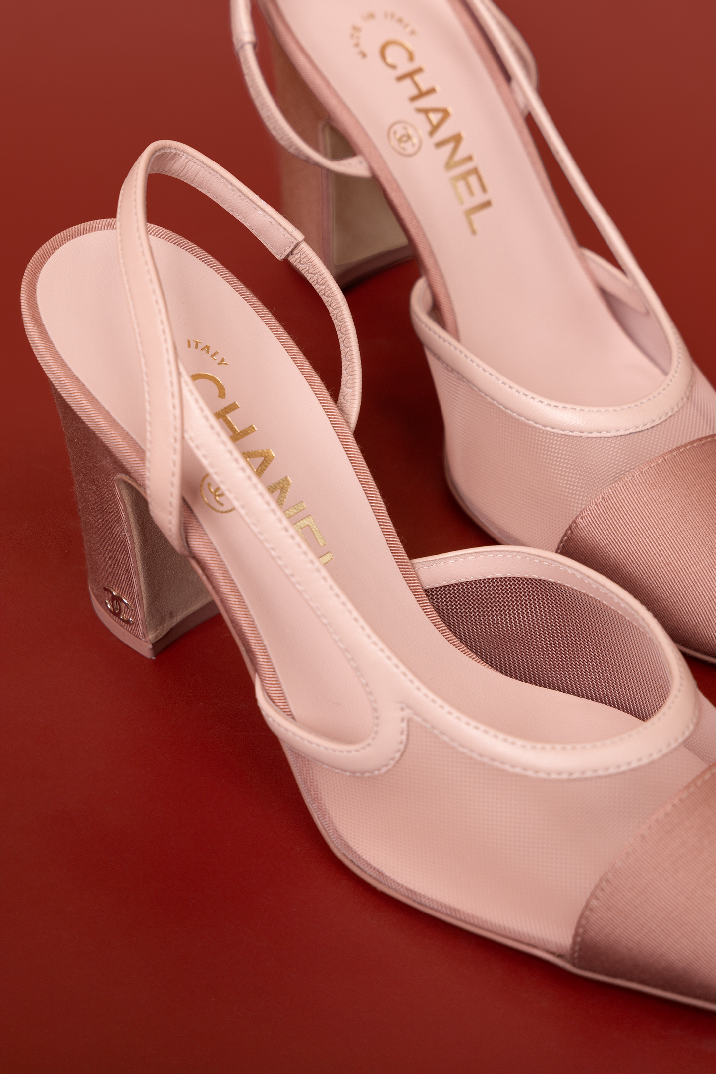 Chanel Mesh Heeled & Flat Slingbacks in Rose Clair