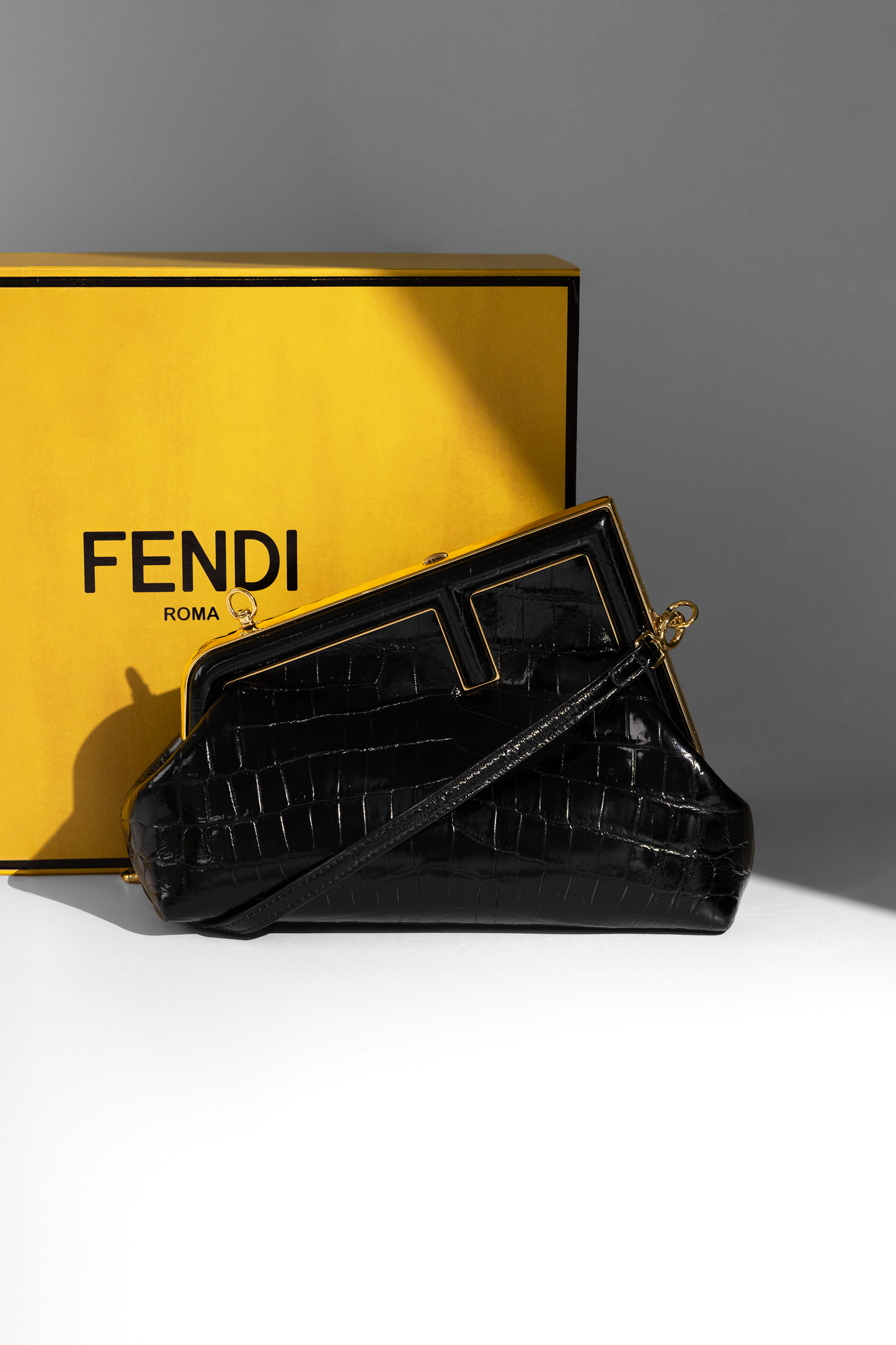 Fendi First Small Black Crocodile Bag