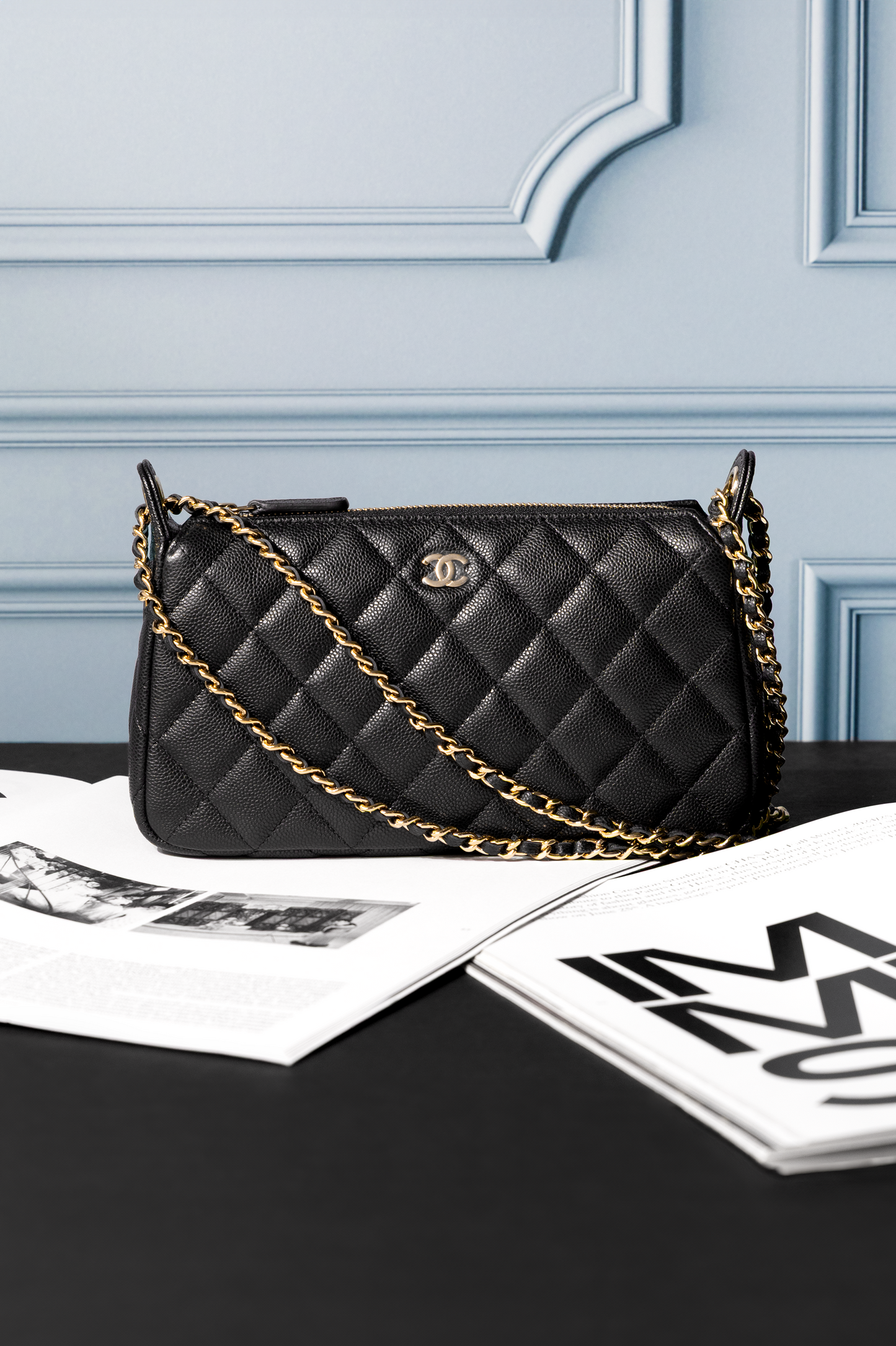 Chanel Quilted Bag with Chain in Black