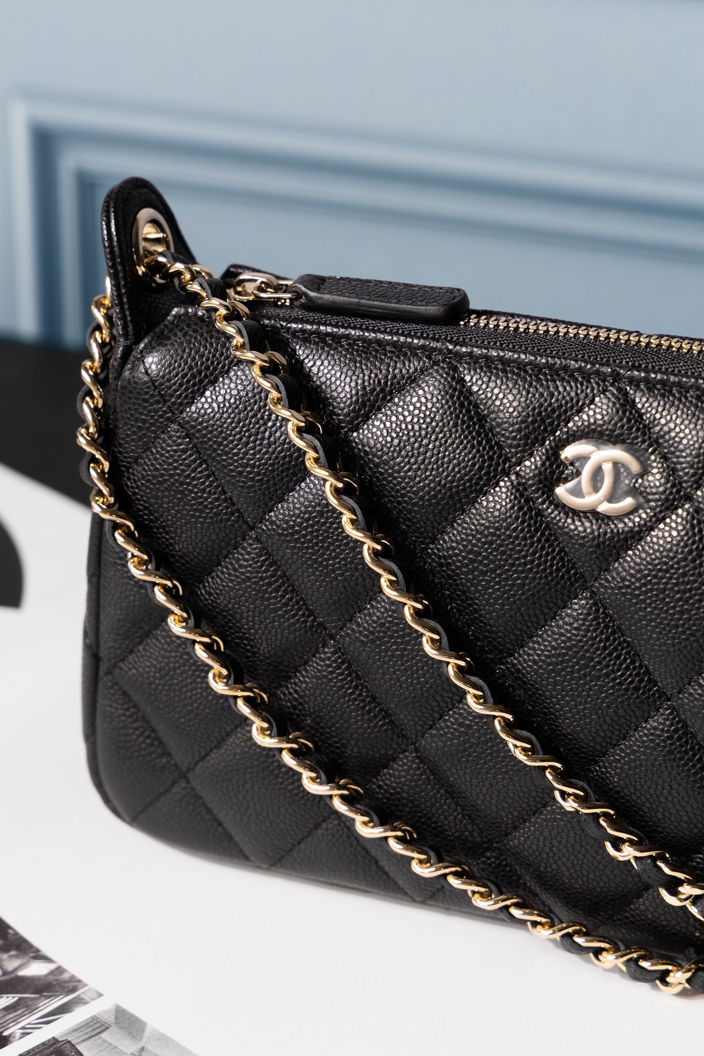 Chanel Quilted Bag with Chain in Black