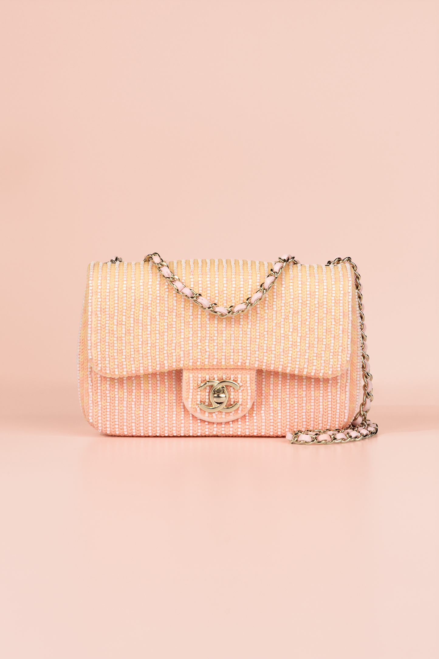 Chanel Sequin Flap Bag in Pink/Yellow