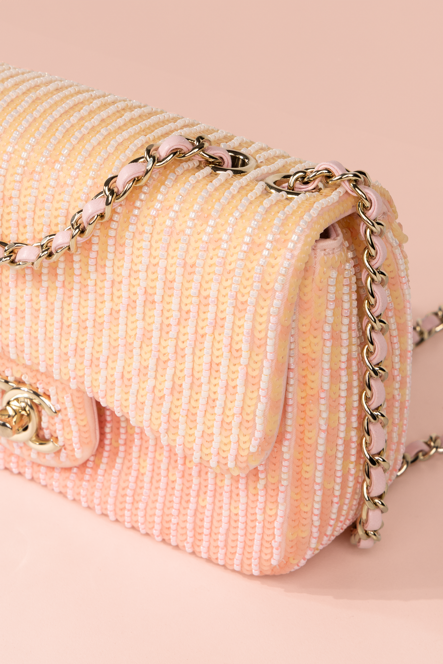 Chanel Sequin Flap Bag in Pink/Yellow