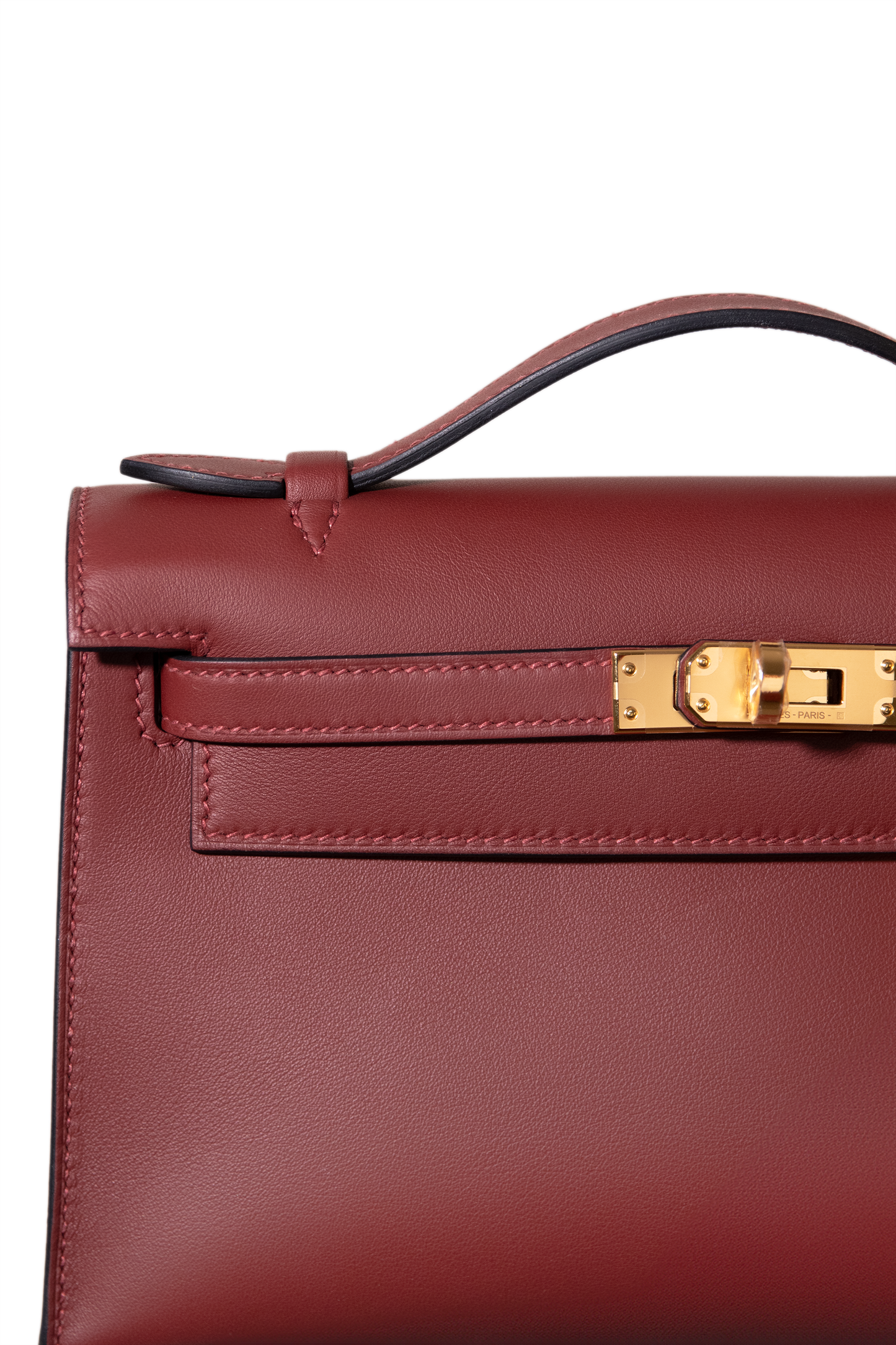 Hermès Kelly Pochette Swift in Rouge H GHW