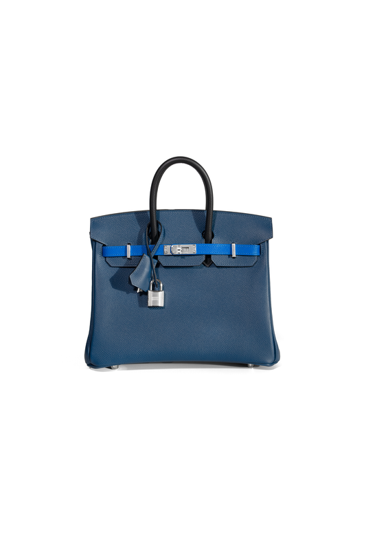 Hermès Birkin 25 Epsom Tricolor in Deep Blue/Blue Hydra/Black PHW