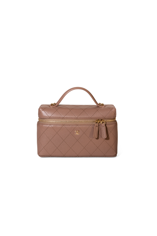 Chanel Vanity Case with Chain in Mocha