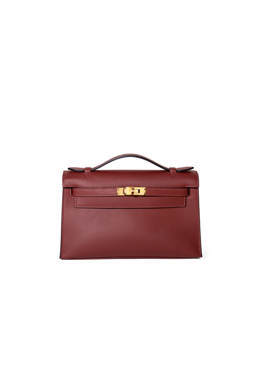 Hermès Kelly Pochette Swift in Rouge H GHW