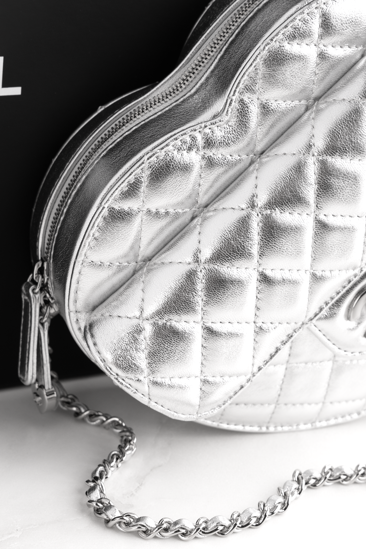 Chanel Metallic Silver Heart Bag