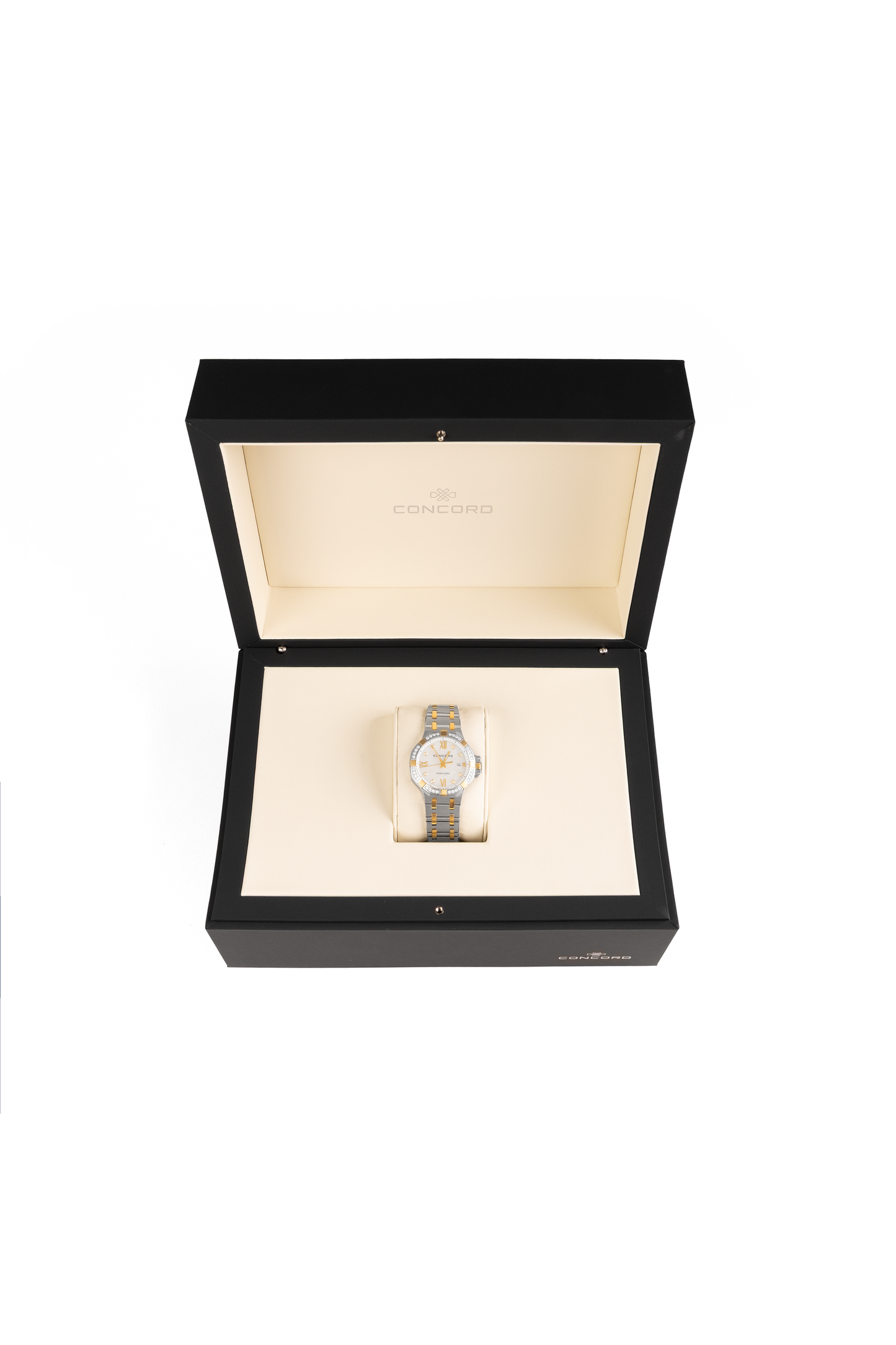 Concord Saratoga Two Tone Stainless Steel with White Diamonds and White Dial Watch