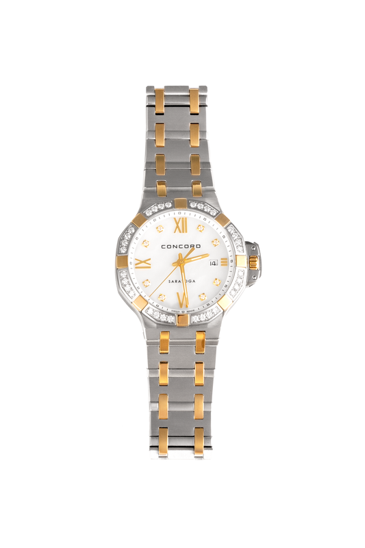 Concord Saratoga Two Tone Stainless Steel with White Diamonds and White Dial Watch