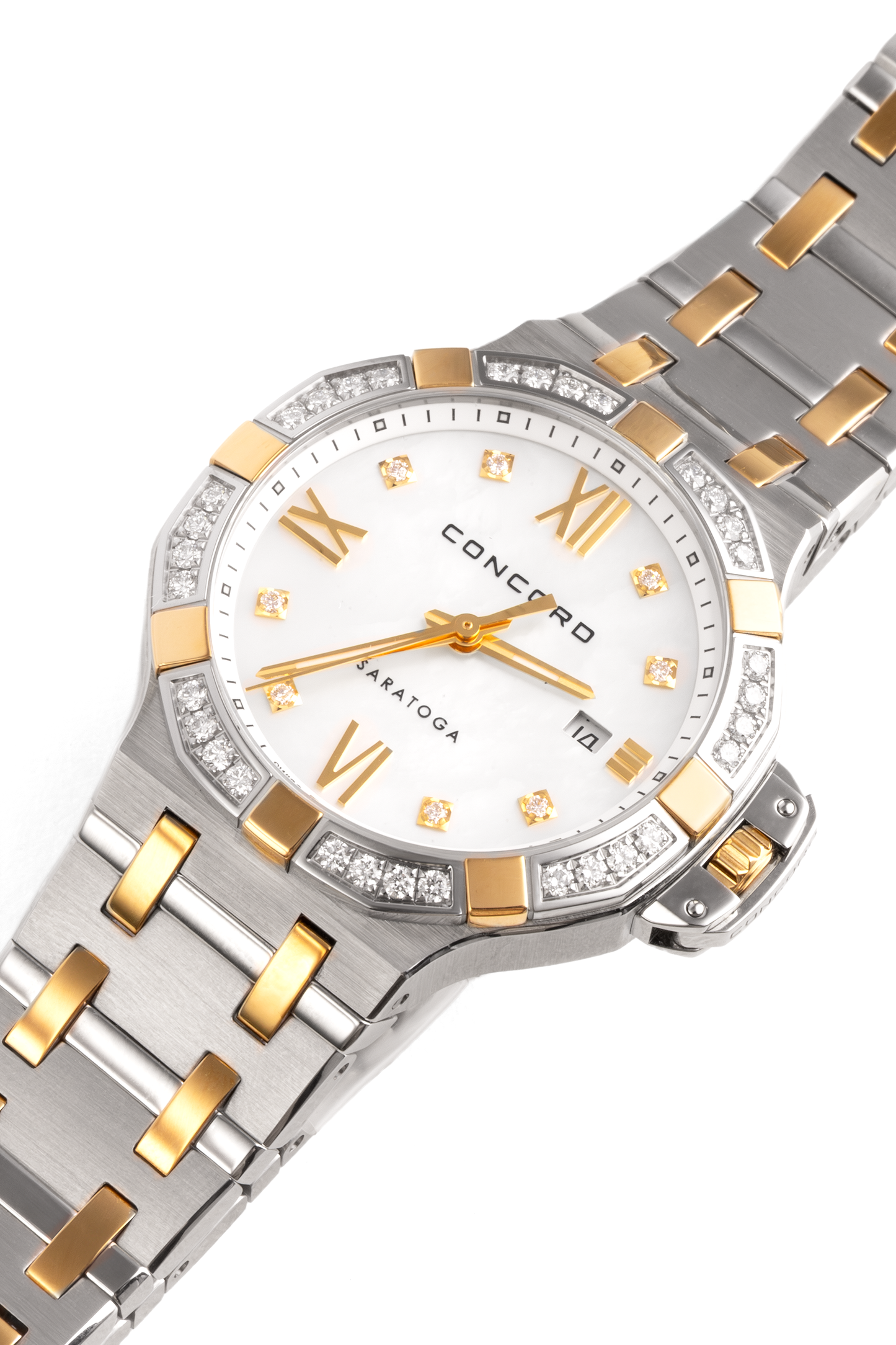 Concord Saratoga Two Tone Stainless Steel with White Diamonds and White Dial Watch
