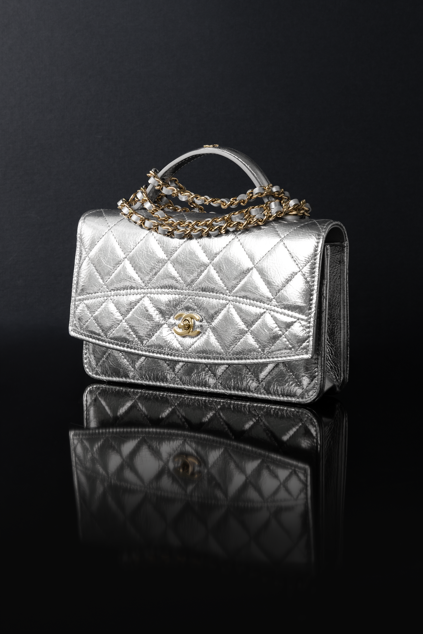 Chanel Wallet on Chain in Metallic Silver