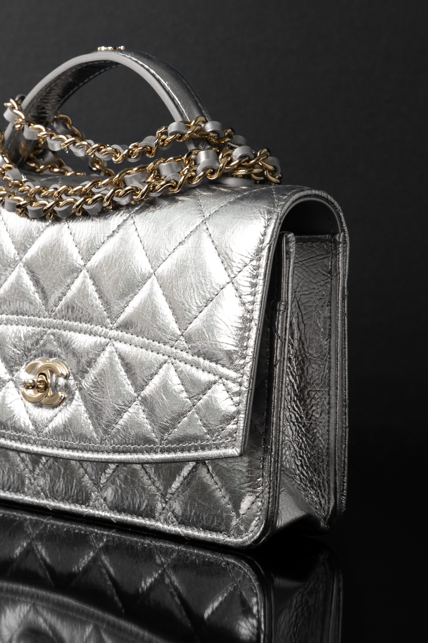 Chanel Wallet on Chain in Metallic Silver